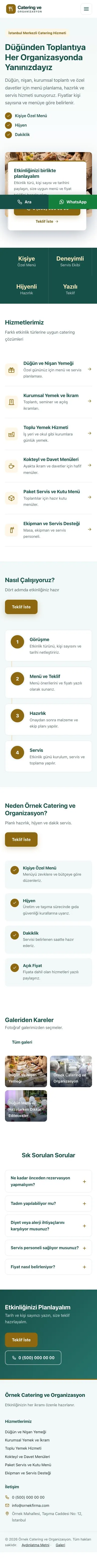 Bölünmüş Petrol Amber – Catering Web Sitesi mobil görünümü