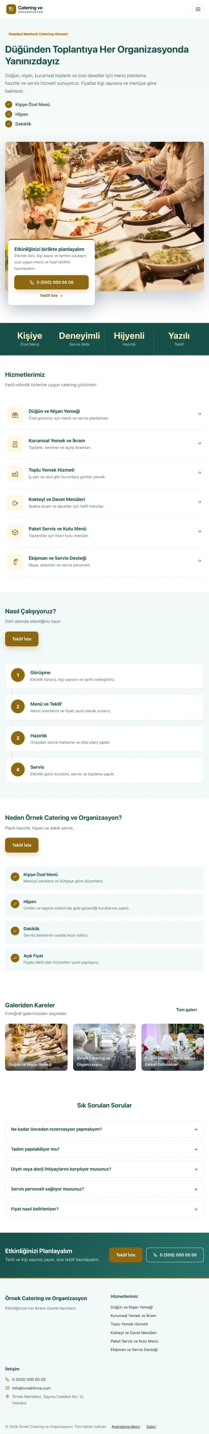 Bölünmüş Petrol Amber – Catering Web Sitesi tablet görünümü