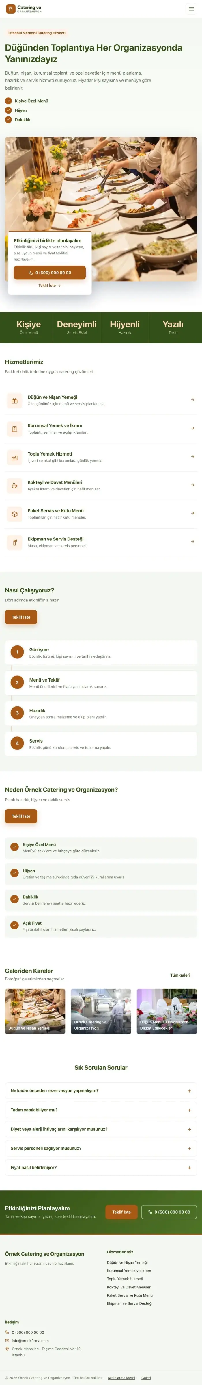 Bölünmüş Yeşil Turuncu – Catering Web Sitesi tablet görünümü