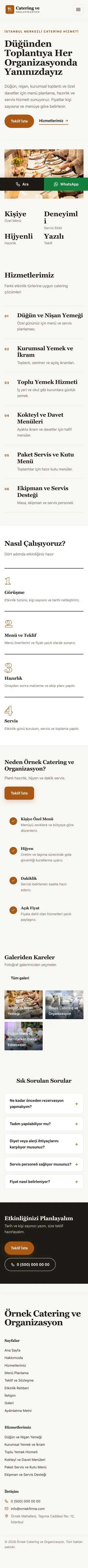 Editoryal Kahve Turuncu – Catering Web Sitesi mobil görünümü