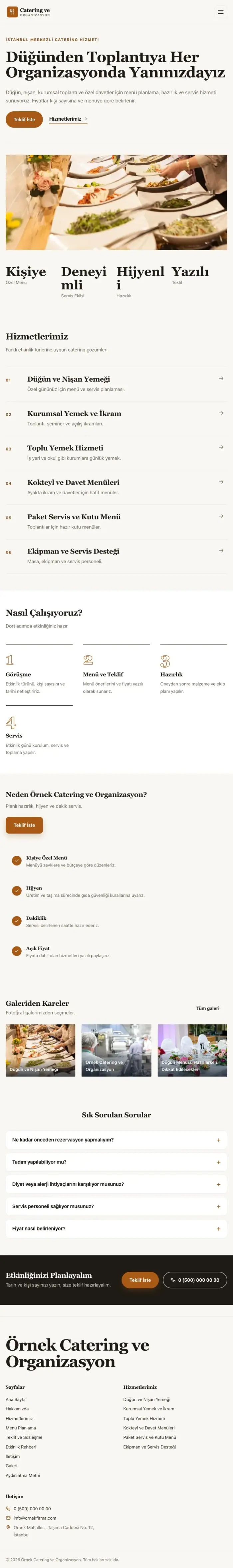 Editoryal Kahve Turuncu – Catering Web Sitesi tablet görünümü