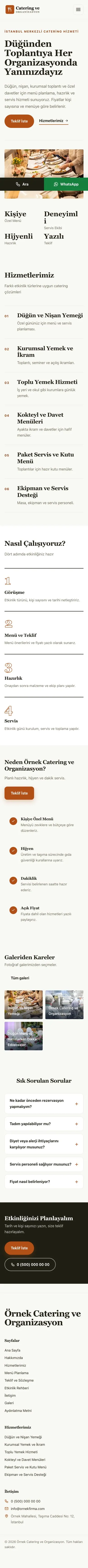 Editoryal Zeytin Turuncu – Catering Web Sitesi mobil görünümü