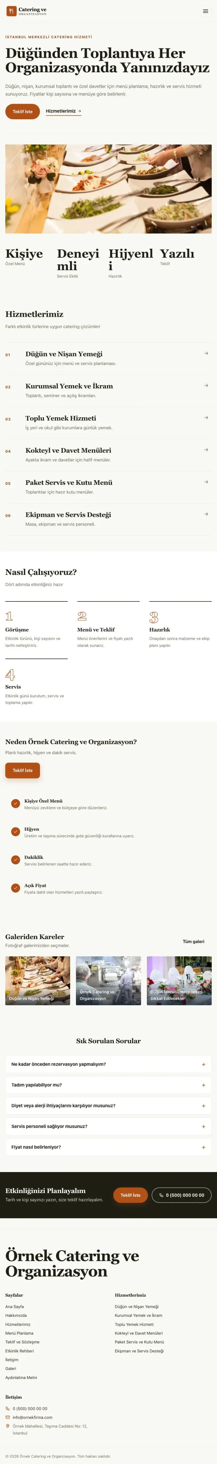 Editoryal Zeytin Turuncu – Catering Web Sitesi tablet görünümü