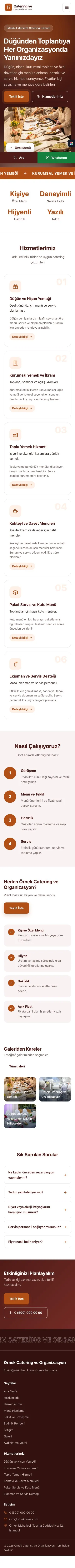 Hareketli Bordo Turuncu – Catering Web Sitesi mobil görünümü
