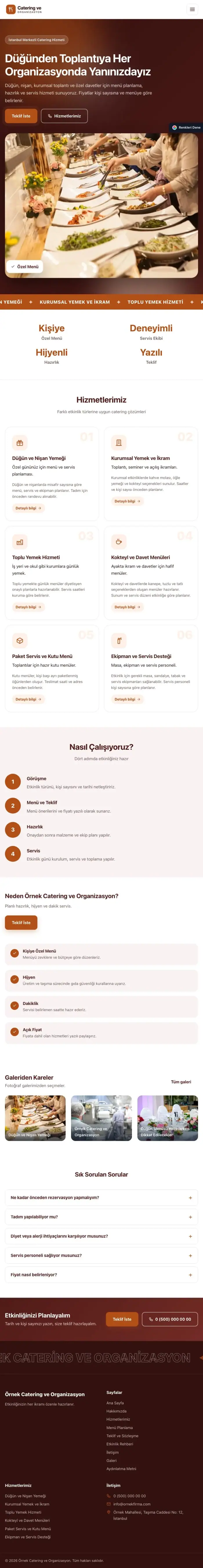 Hareketli Bordo Turuncu – Catering Web Sitesi tablet görünümü