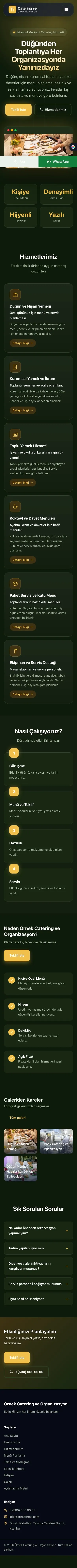 Koyu Modern Yeşil Amber – Catering Web Sitesi mobil görünümü