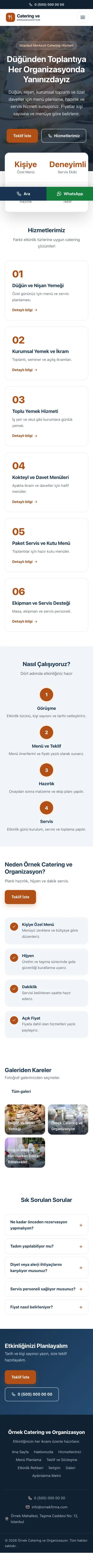 Merkez Mavi Turuncu – Catering Web Sitesi mobil görünümü