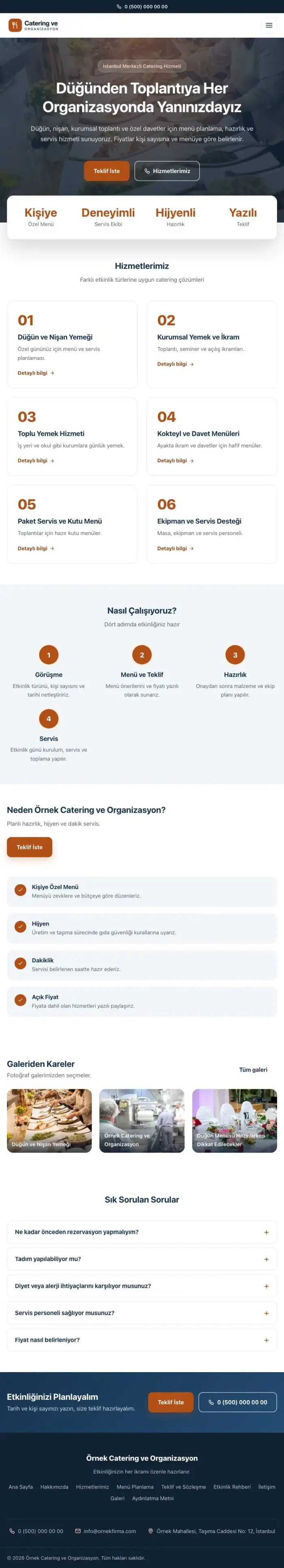 Merkez Mavi Turuncu – Catering Web Sitesi tablet görünümü