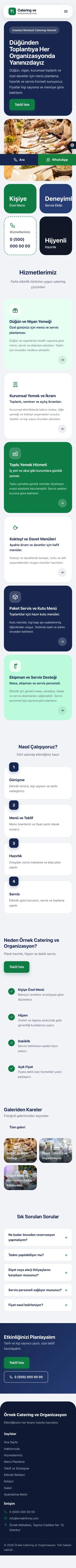 Mozaik Mavi Yeşil – Catering Web Sitesi mobil görünümü