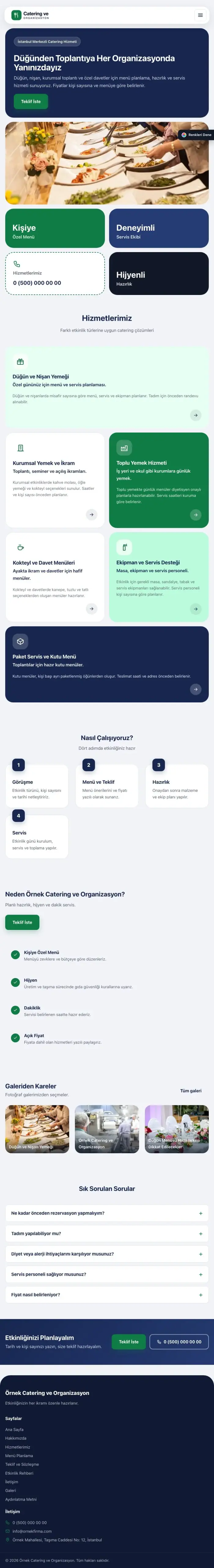 Mozaik Mavi Yeşil – Catering Web Sitesi tablet görünümü
