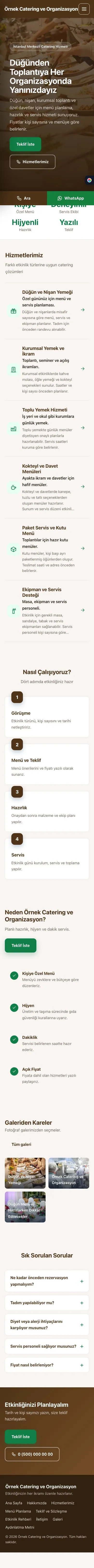 Sol Menü Kahve Yeşil – Catering Web Sitesi mobil görünümü