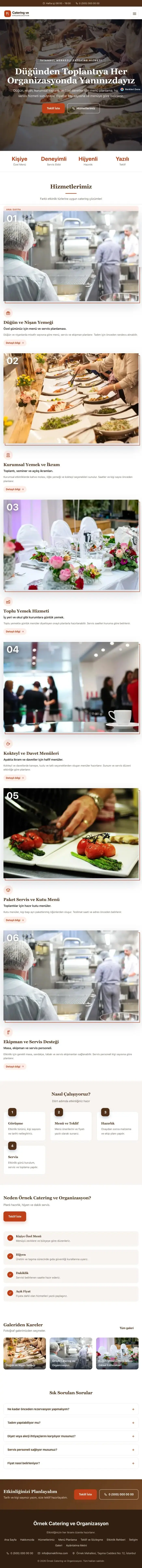 Zigzag Kahve Turuncu – Catering Web Sitesi tablet görünümü