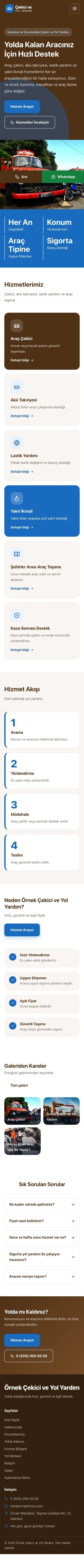 Blok Kahve Mavi – Çekici ve Yol Yardım Web Sitesi mobil görünümü