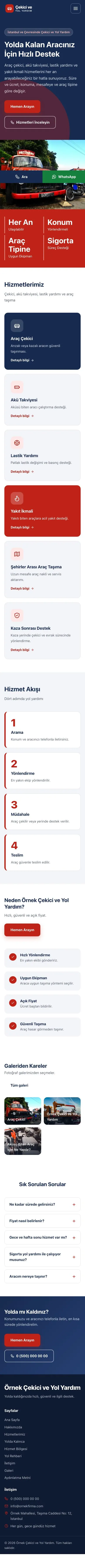 Blok Mavi Kırmızı – Çekici ve Yol Yardım Web Sitesi mobil görünümü