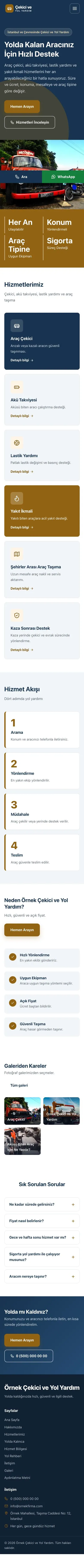 Blok Mavi Turuncu – Çekici ve Yol Yardım Web Sitesi mobil görünümü