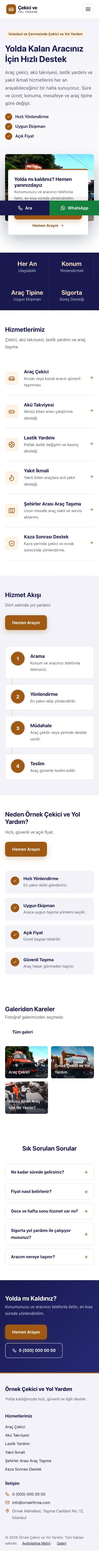 Bölünmüş Lacivert Turuncu II – Çekici ve Yol Yardım Web Sitesi mobil görünümü