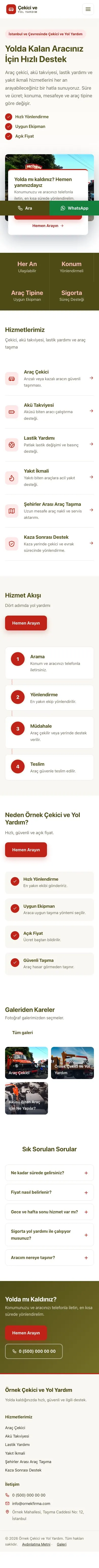 Bölünmüş Zeytin Kırmızı – Çekici ve Yol Yardım Web Sitesi mobil görünümü