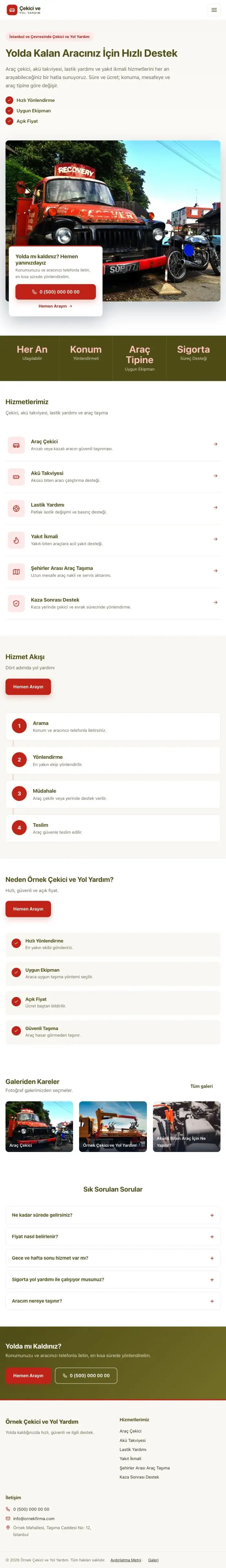 Bölünmüş Zeytin Kırmızı – Çekici ve Yol Yardım Web Sitesi tablet görünümü