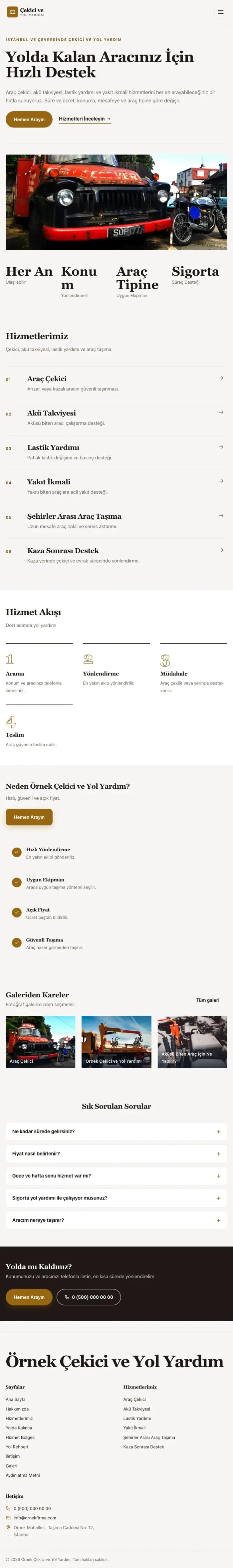 Dergi Editoryal Kahve Turuncu – Çekici ve Yol Yardım Web Sitesi tablet görünümü