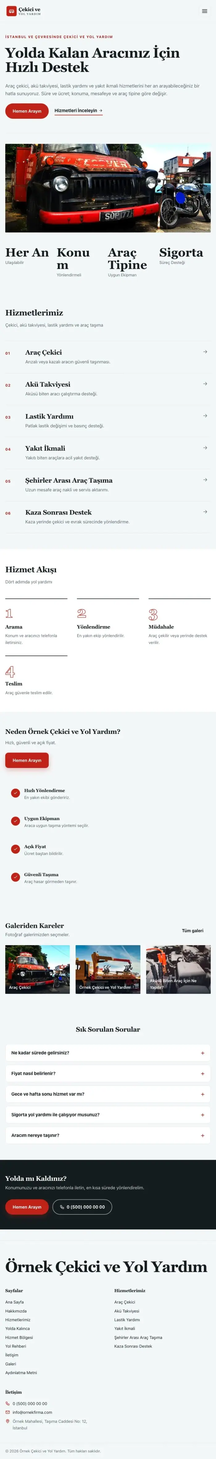 Dergi Editoryal Mavi Kırmızı – Çekici ve Yol Yardım Web Sitesi tablet görünümü