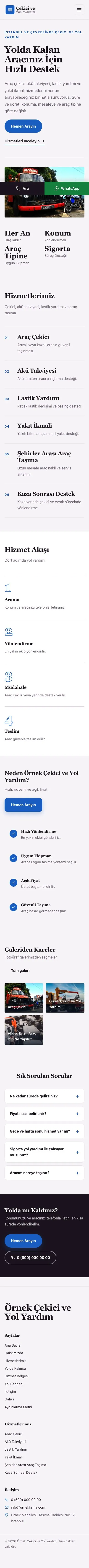 Dergi Editoryal Mor Mavi – Çekici ve Yol Yardım Web Sitesi mobil görünümü