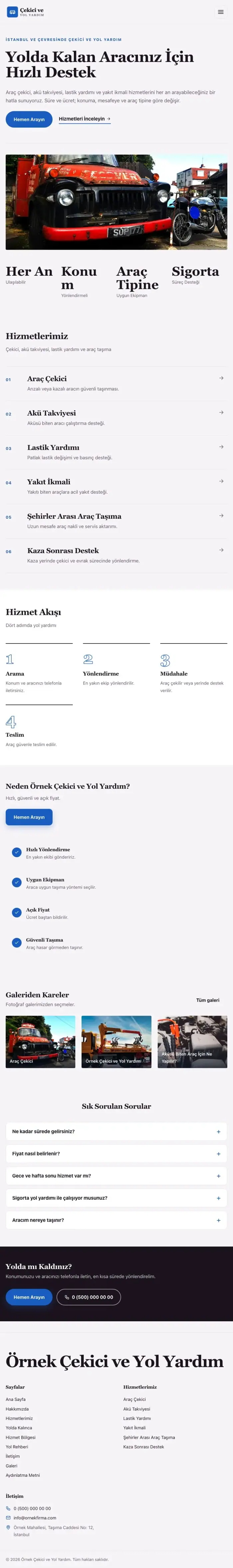 Dergi Editoryal Mor Mavi – Çekici ve Yol Yardım Web Sitesi tablet görünümü