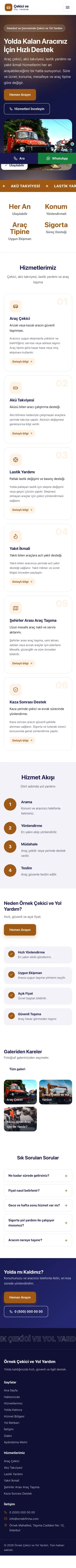 Hareketli Lacivert Turuncu – Çekici ve Yol Yardım Web Sitesi mobil görünümü