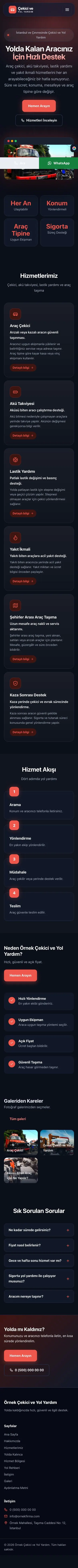 Koyu Modern Mavi Kırmızı – Çekici ve Yol Yardım Web Sitesi mobil görünümü