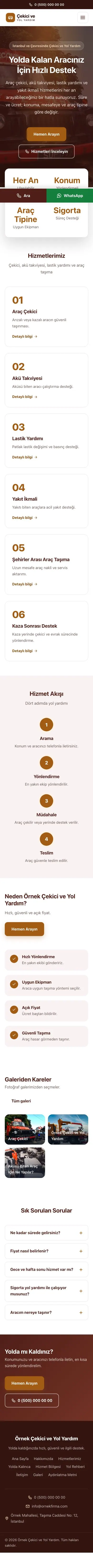 Merkez Bordo Turuncu – Çekici ve Yol Yardım Web Sitesi mobil görünümü