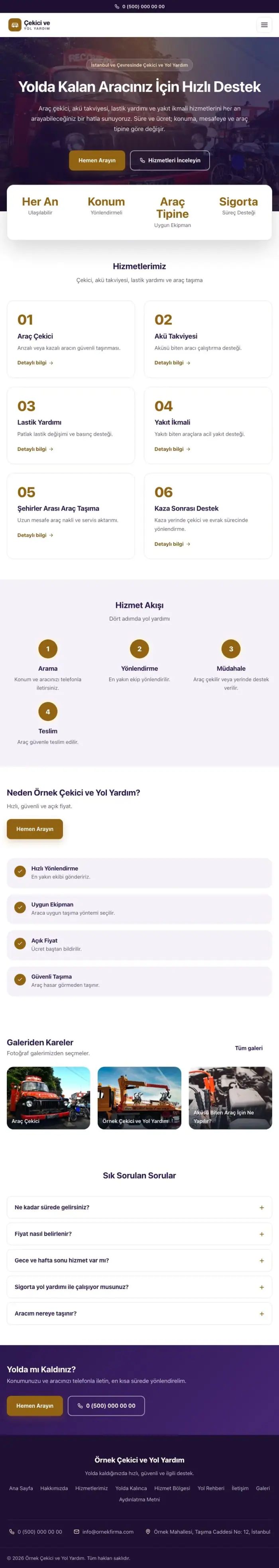 Merkez Mor Turuncu – Çekici ve Yol Yardım Web Sitesi tablet görünümü