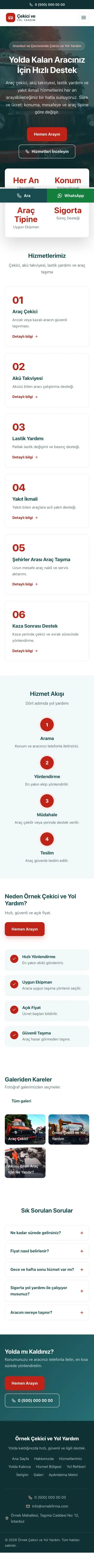 Merkez Petrol Kırmızı – Çekici ve Yol Yardım Web Sitesi mobil görünümü
