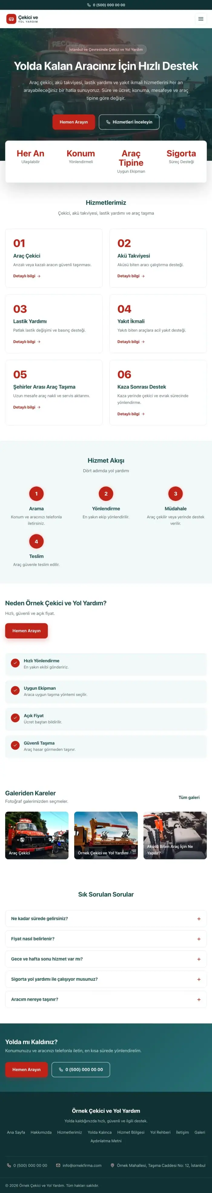 Merkez Petrol Kırmızı – Çekici ve Yol Yardım Web Sitesi tablet görünümü