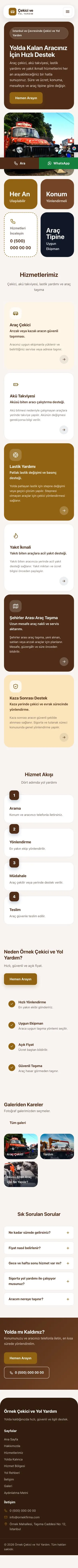 Mozaik Kahve Turuncu – Çekici ve Yol Yardım Web Sitesi mobil görünümü