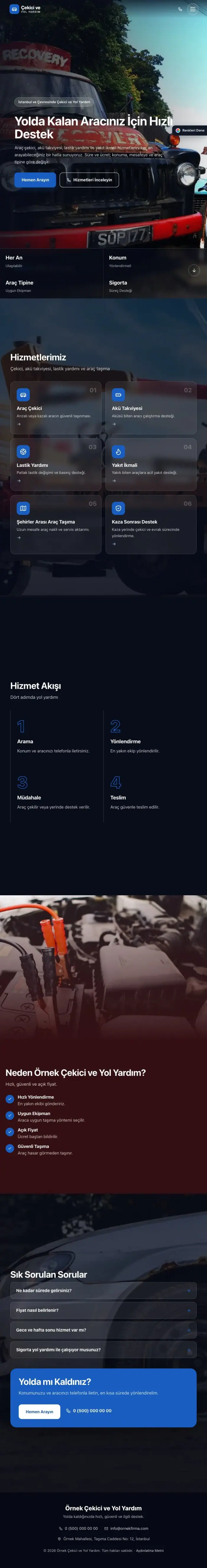 Tam Ekran Bordo Mavi – Çekici ve Yol Yardım Web Sitesi tablet görünümü