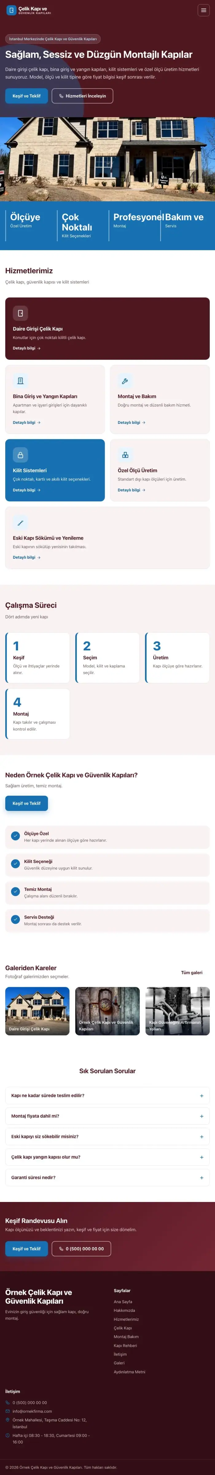 Blok Bordo Mavi – Çelik Kapı ve Güvenlik Kapıları Web Sitesi tablet görünümü