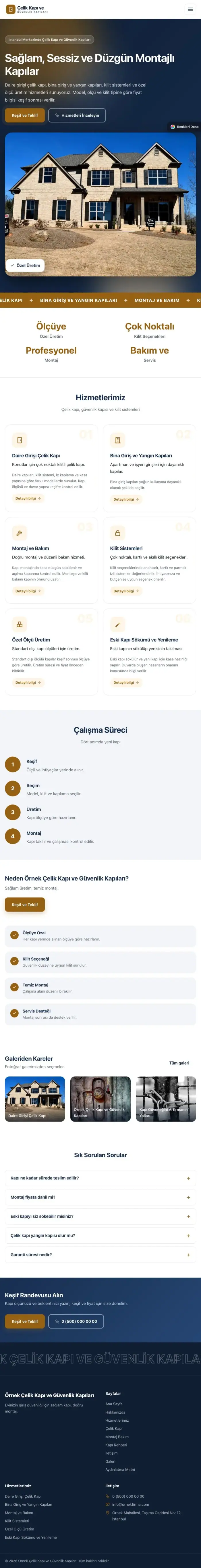 Hareketli Mavi Turuncu – Çelik Kapı ve Güvenlik Kapıları Web Sitesi tablet görünümü