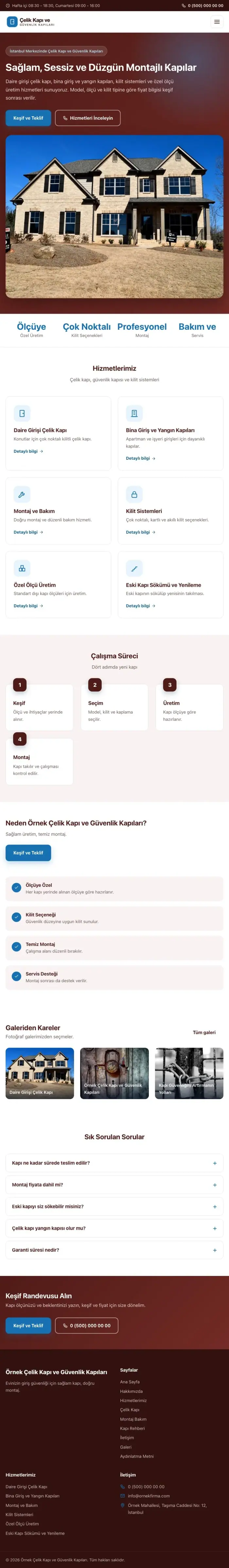 Klasik Bordo Mavi – Çelik Kapı ve Güvenlik Kapıları Web Sitesi tablet görünümü