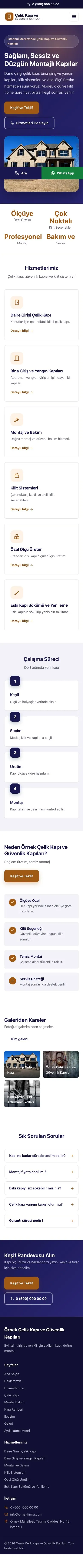 Klasik Lacivert Turuncu – Çelik Kapı ve Güvenlik Kapıları Web Sitesi mobil görünümü