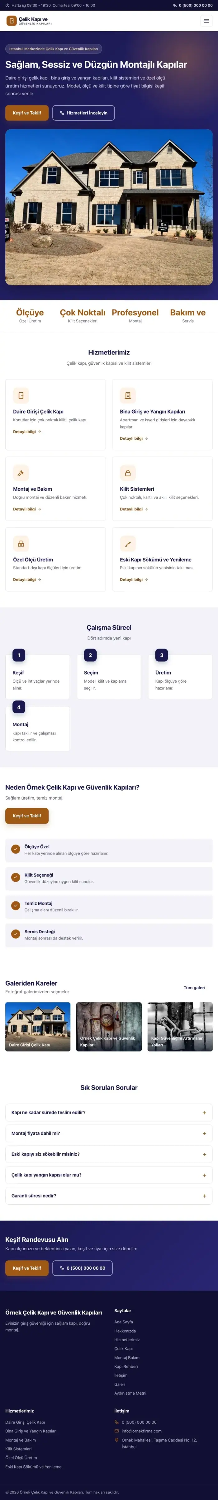 Klasik Lacivert Turuncu – Çelik Kapı ve Güvenlik Kapıları Web Sitesi tablet görünümü