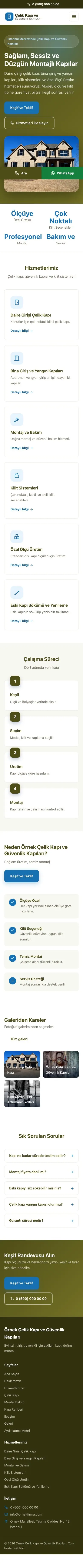 Klasik Zeytin Mavi – Çelik Kapı ve Güvenlik Kapıları Web Sitesi mobil görünümü