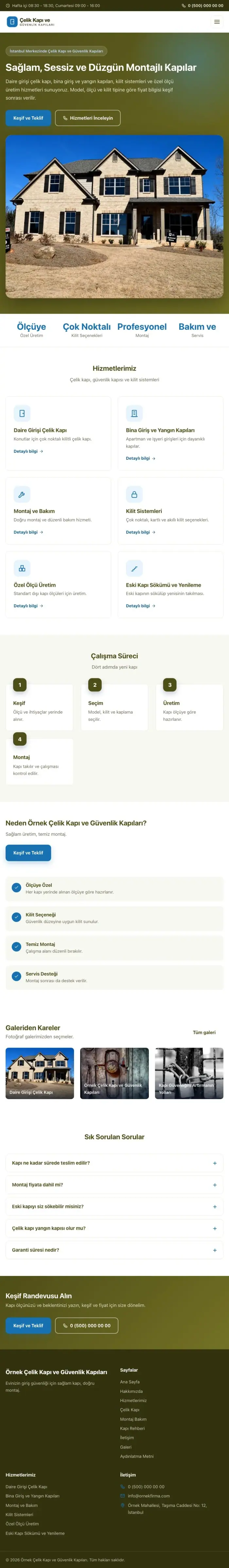 Klasik Zeytin Mavi – Çelik Kapı ve Güvenlik Kapıları Web Sitesi tablet görünümü