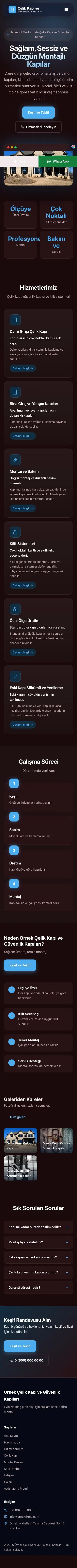 Koyu Modern Bordo Mavi – Çelik Kapı ve Güvenlik Kapıları Web Sitesi mobil görünümü