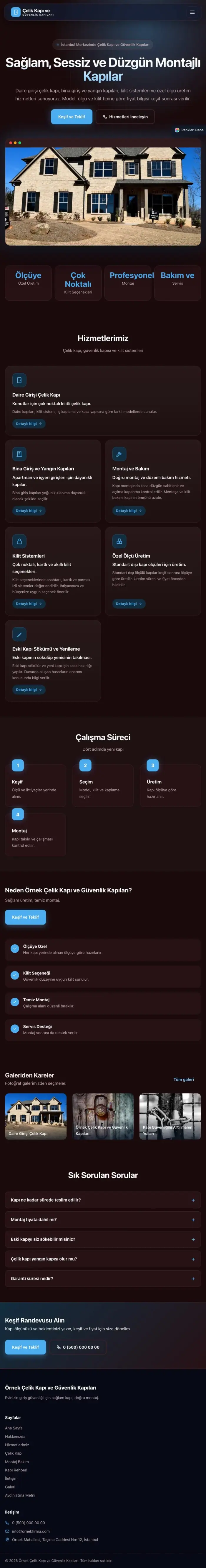 Koyu Modern Bordo Mavi – Çelik Kapı ve Güvenlik Kapıları Web Sitesi tablet görünümü