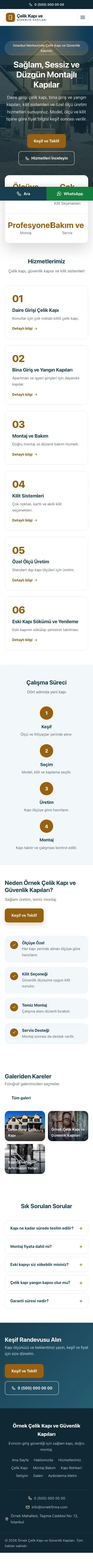 Merkez Mavi Turuncu – Çelik Kapı ve Güvenlik Kapıları Web Sitesi mobil görünümü