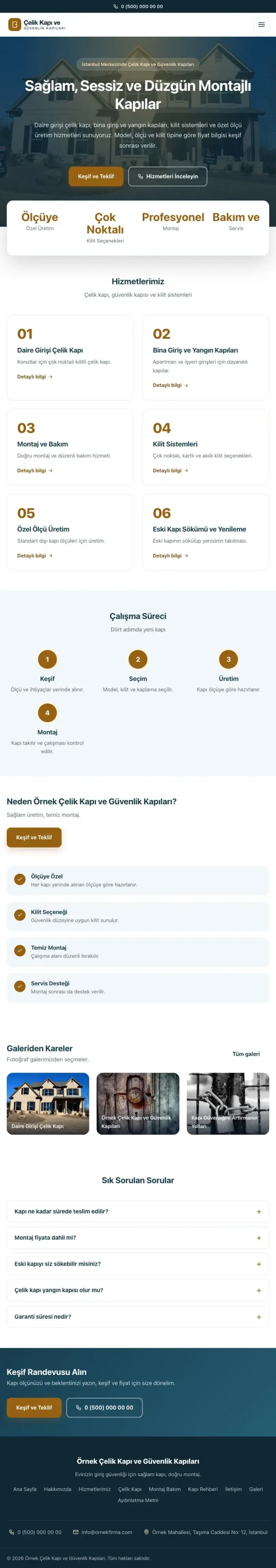Merkez Mavi Turuncu – Çelik Kapı ve Güvenlik Kapıları Web Sitesi tablet görünümü