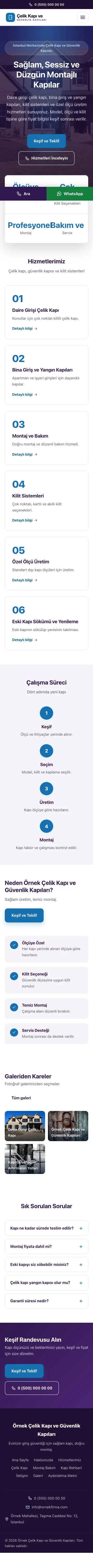 Merkez Mor Mavi – Çelik Kapı ve Güvenlik Kapıları Web Sitesi mobil görünümü