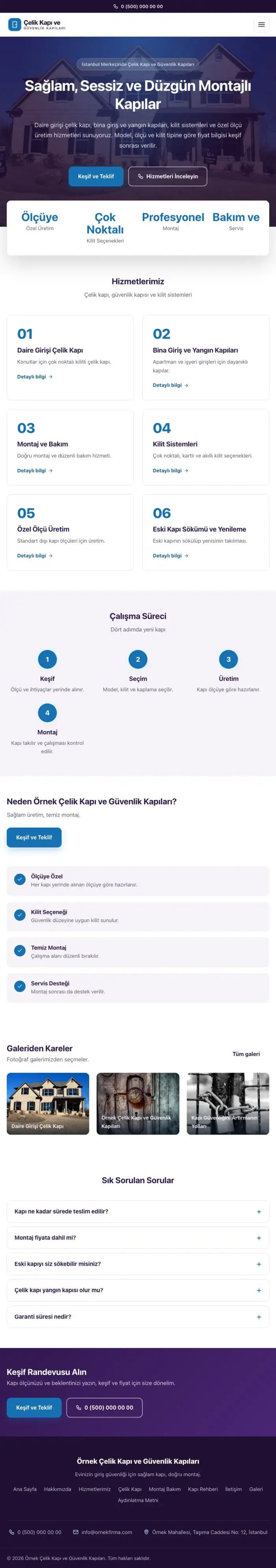 Merkez Mor Mavi – Çelik Kapı ve Güvenlik Kapıları Web Sitesi tablet görünümü
