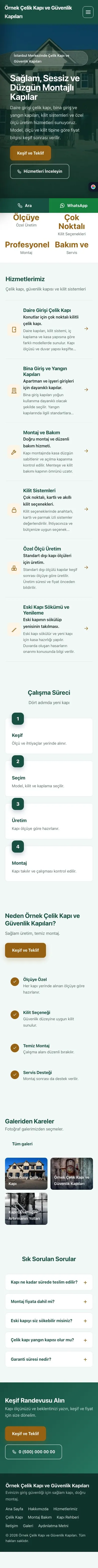Sol Menü Petrol Turuncu – Çelik Kapı ve Güvenlik Kapıları Web Sitesi mobil görünümü