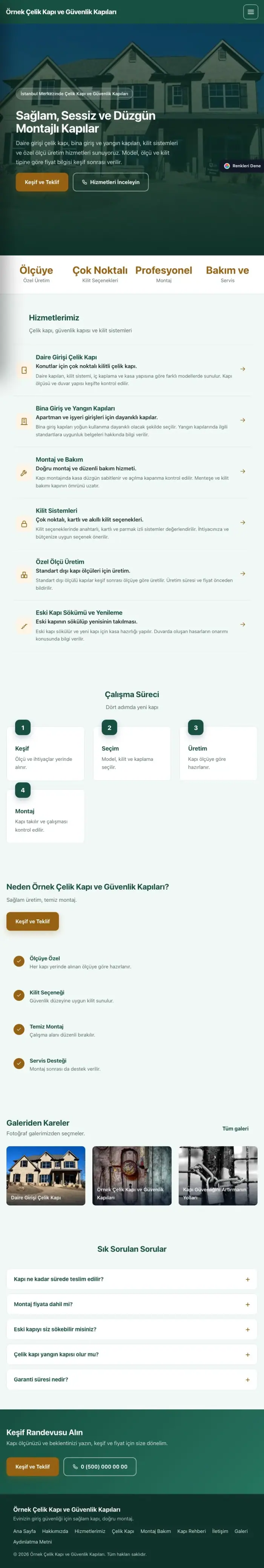 Sol Menü Petrol Turuncu – Çelik Kapı ve Güvenlik Kapıları Web Sitesi tablet görünümü