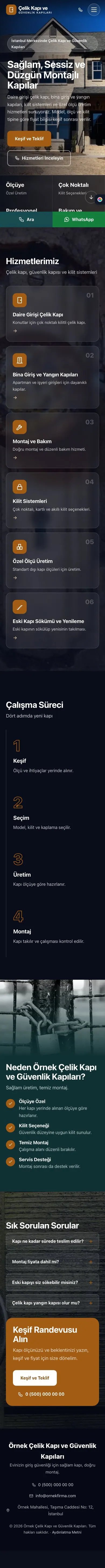 Tam Ekran Petrol Turuncu – Çelik Kapı ve Güvenlik Kapıları Web Sitesi mobil görünümü